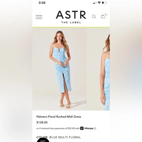 astr blue multi floral dress ASTR the Label | Ava Floral Pleated Midi Dress in Blue White Floral main image 1